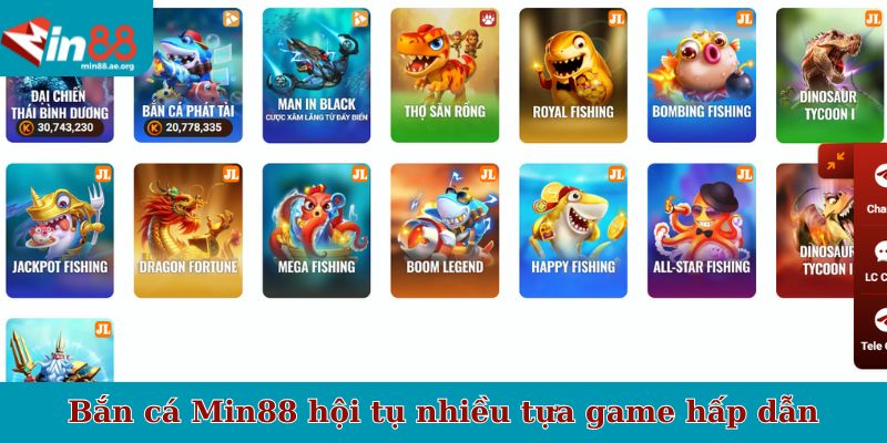 Bắn cá Min88 hội tụ nhiều tựa game hấp dẫn