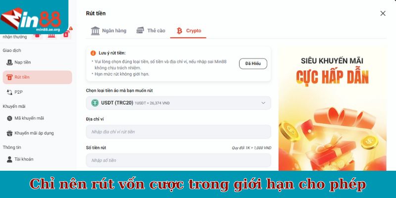 Chỉ nên rút vốn cược trong giới hạn cho phép